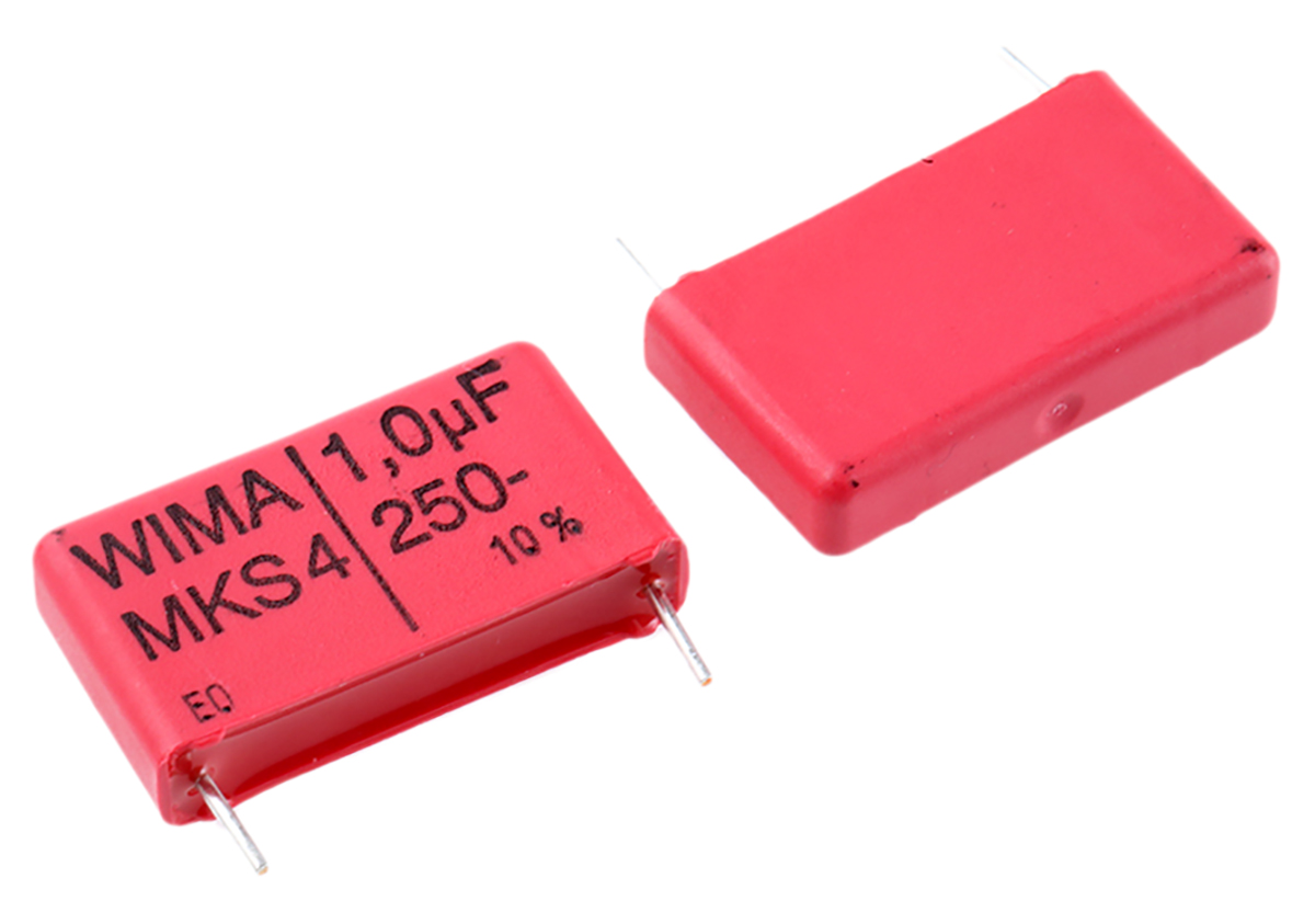 WIMA MKS4 Film Capacitor 1 μF 160V ac 250 V dc, Through Hole