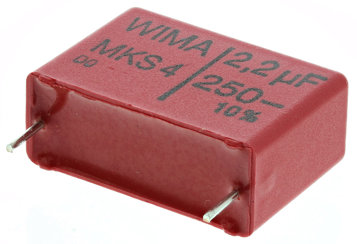 WIMA MKS4 Film Capacitor 2.2 μF 160V ac 250 V dc, Through Hole
