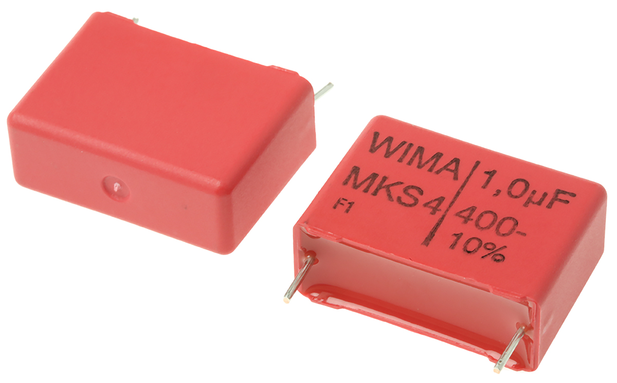 WIMA MKS4 Film Capacitor 1 μF 200V ac 400 V dc, Through Hole