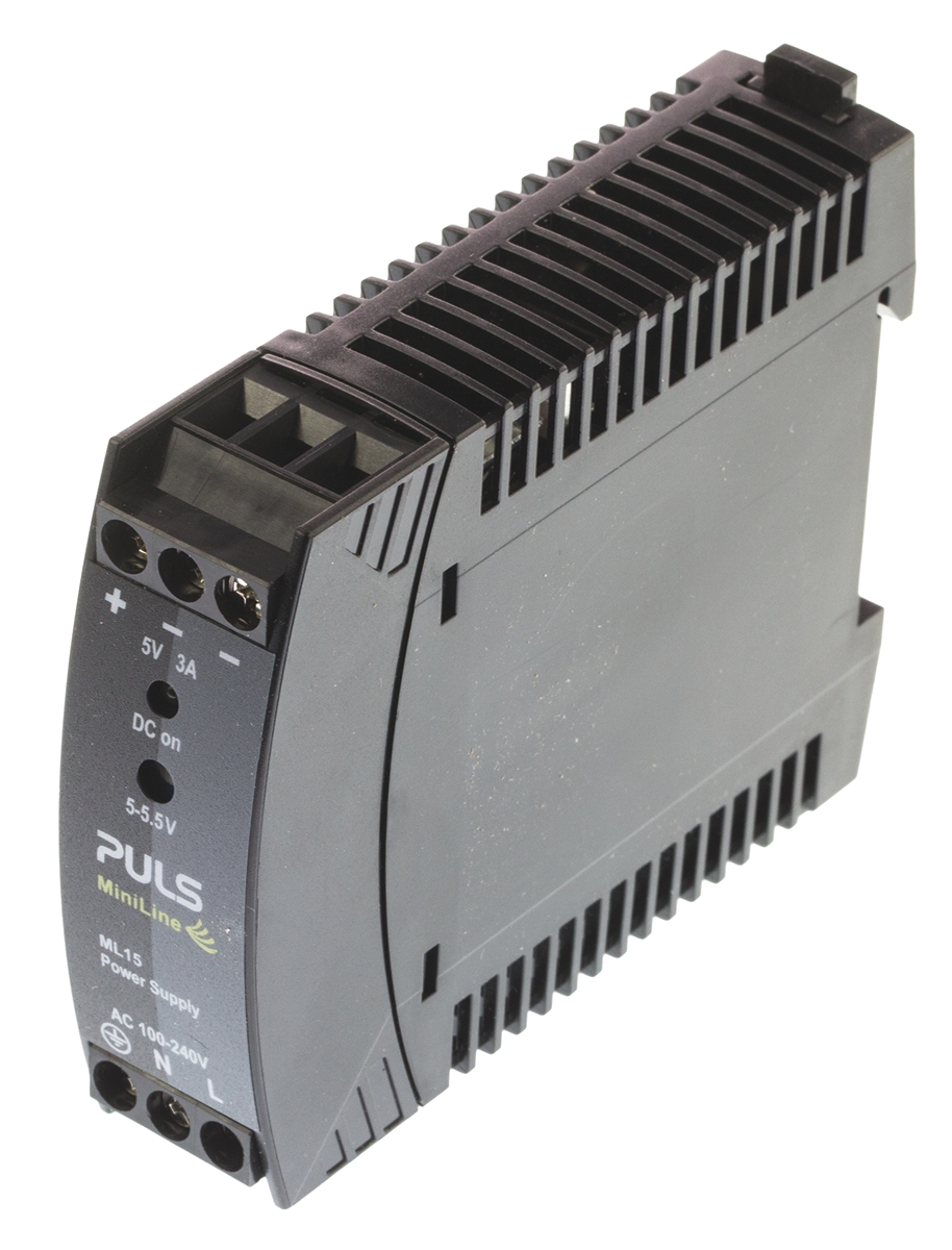PULS MiniLine Switched Mode DIN Rail Power Supply 240V ac AC Input 5.5V dc, 3 A Output DC 15 W