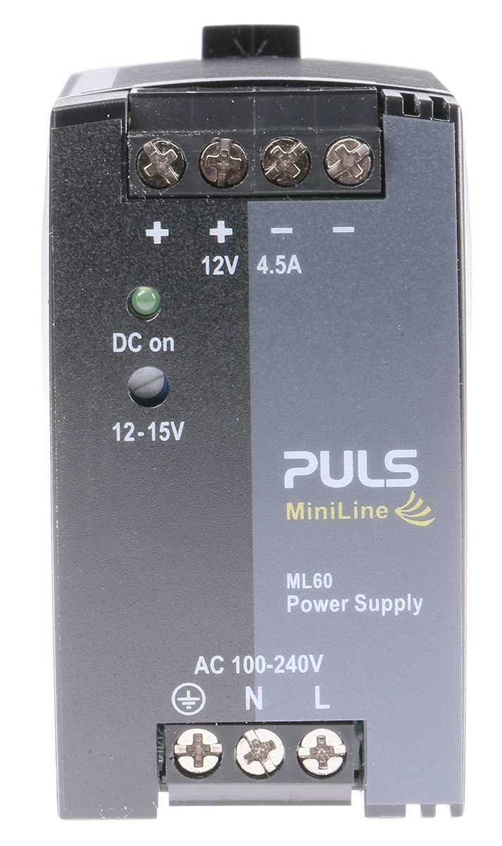 PULS MiniLine DIN Rail Power Supply 240V ac AC Input 15V dc, 4.5 A Output DC 54 W