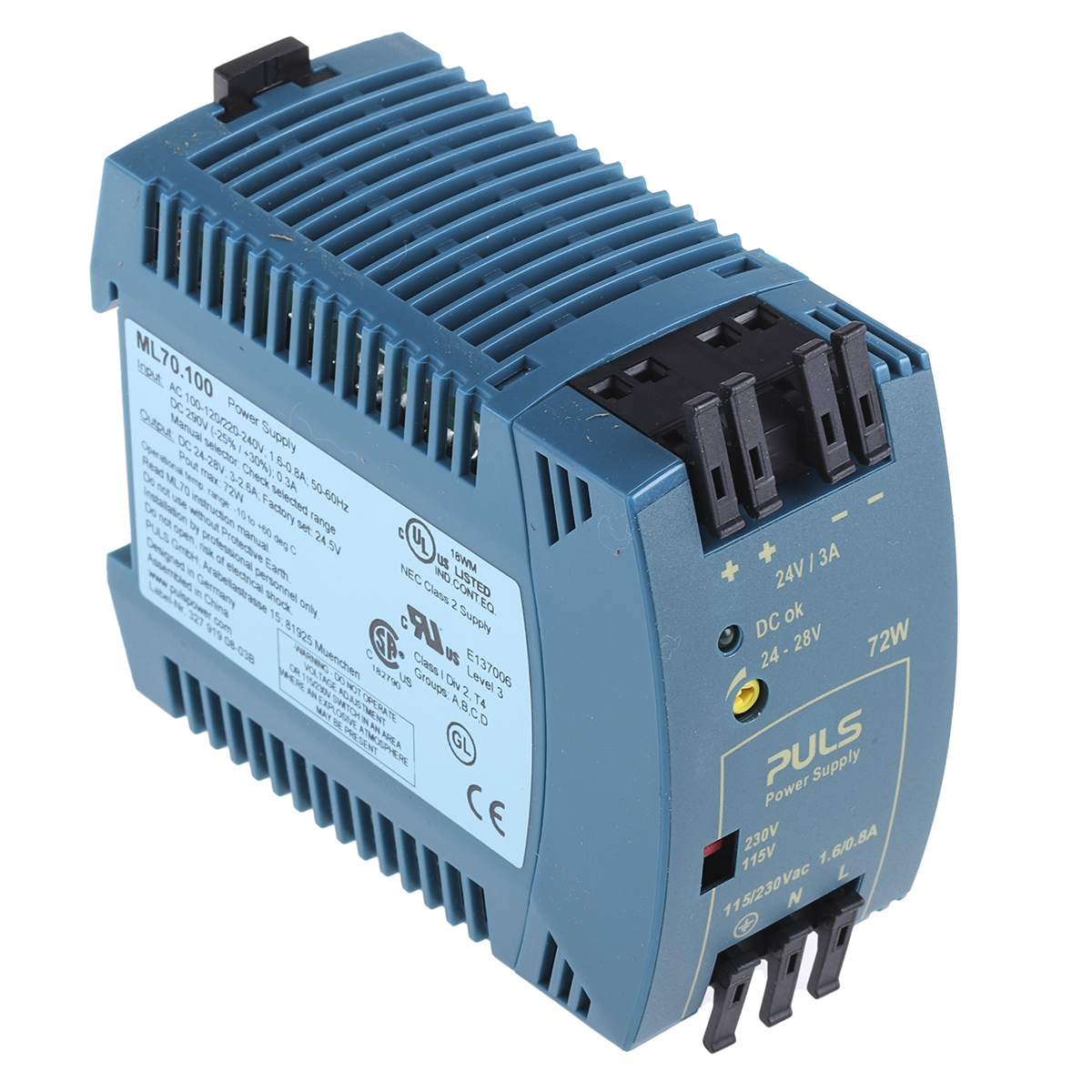 PULS MiniLine Switched Mode DIN Rail Power Supply 120V ac 28V dc, 3 A Output 72 W