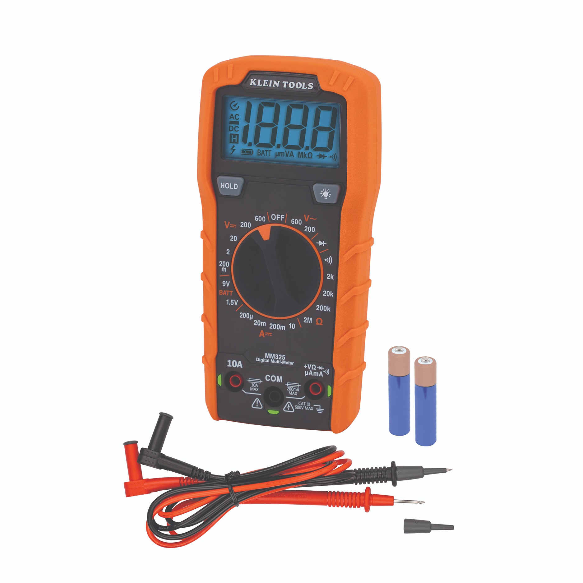 Klein Tools MM325 MM325 Handheld LCD Multimeter, 10 A ac, 10 A dc, 600 V ac