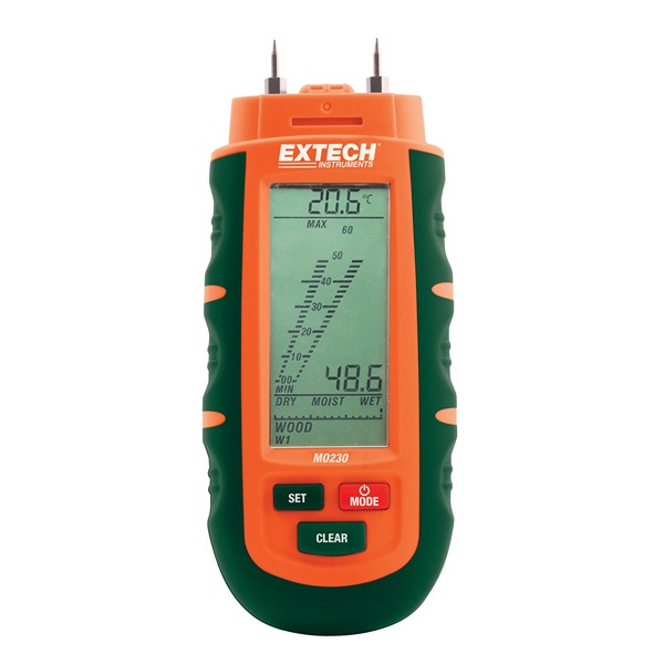 Extech MO230 Moisture Meter, LCD Display, Battery-Powered