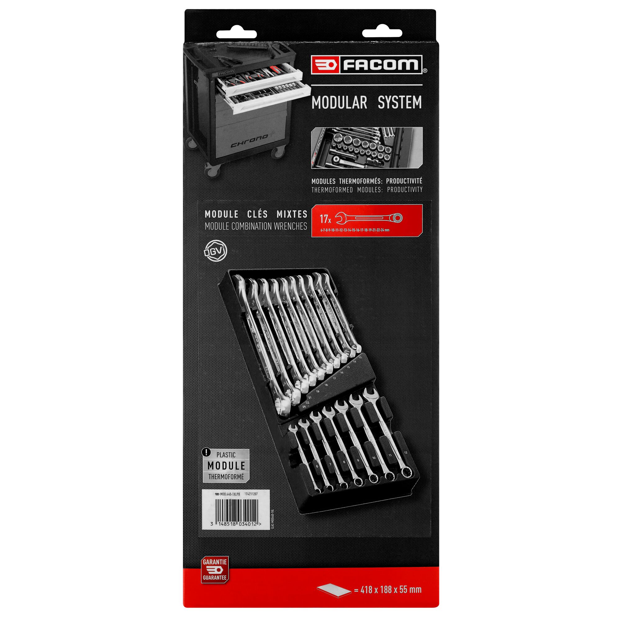 Facom 17-Piece Combination Spanner Set, 6-24 mm