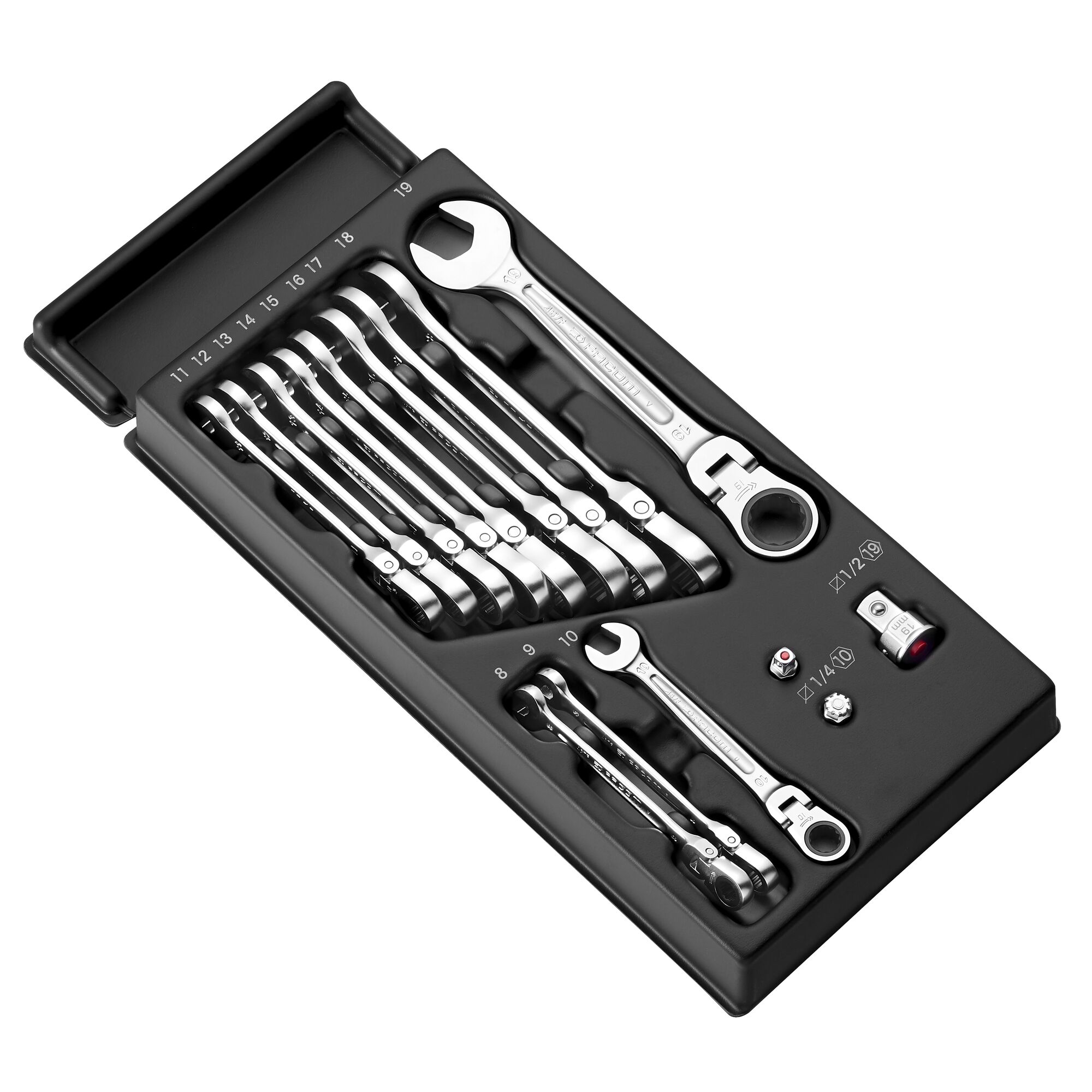 Facom 12-Piece Ratchet Spanner Set, 8-19 mm