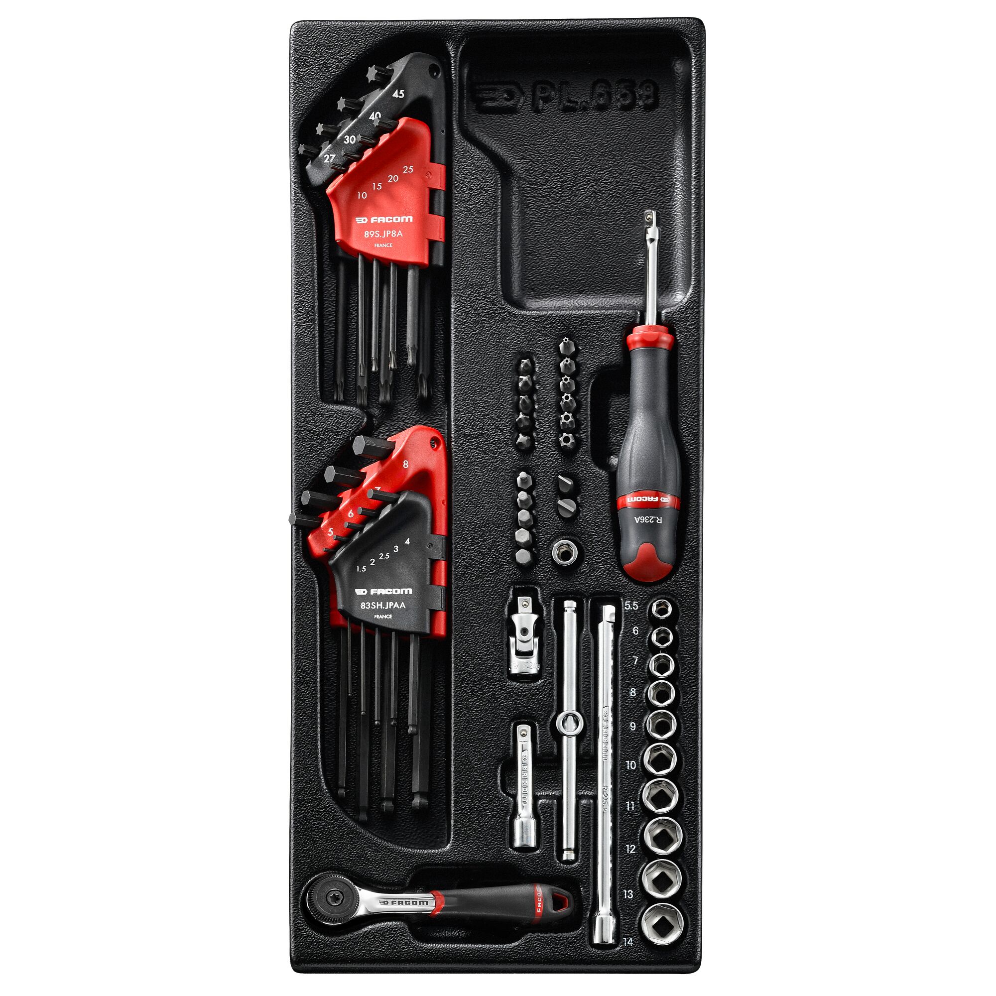 modr161-46 Facom 52-Piece 1/4 in 6 Point Socket Set