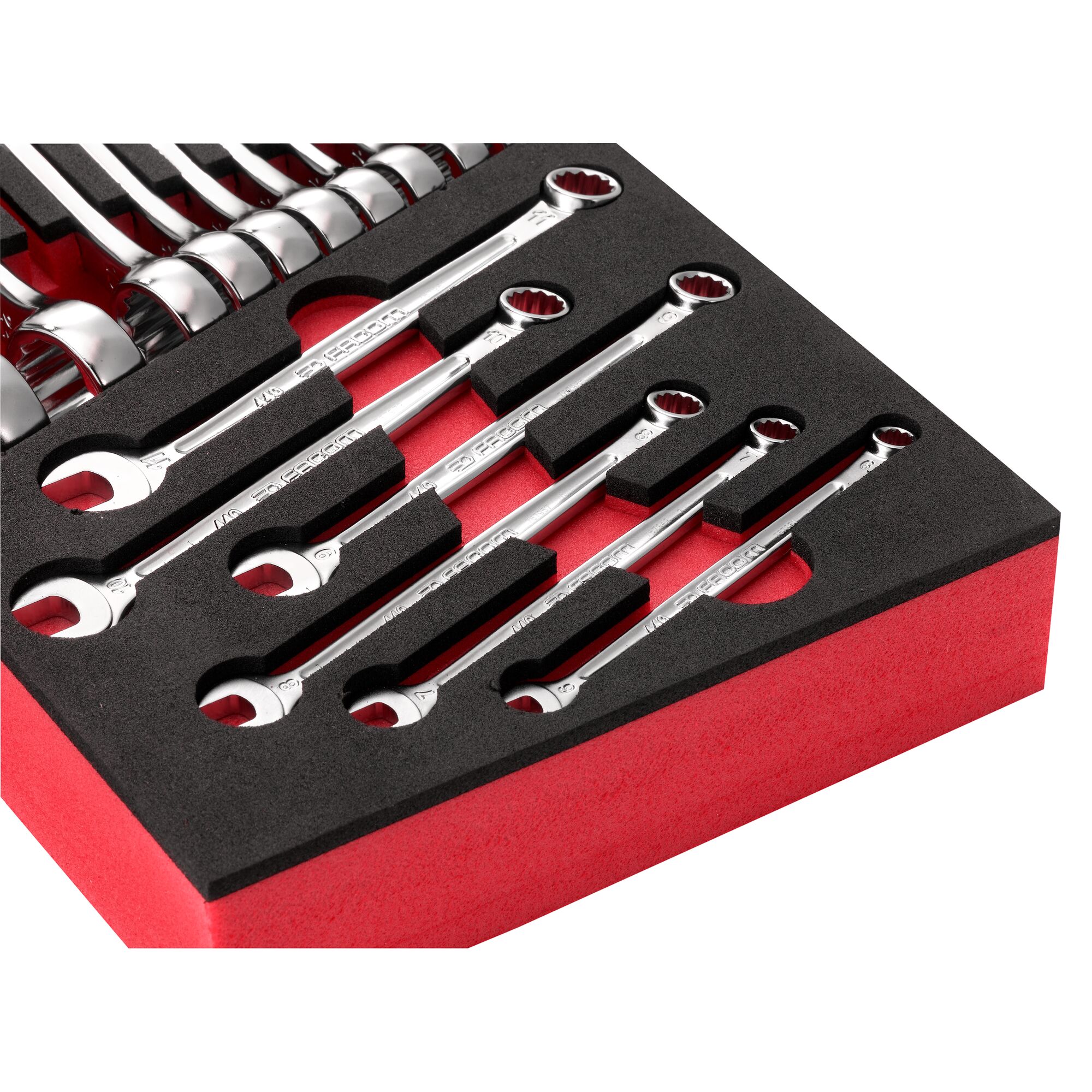 modm440-1pb Facom 17-Piece Spanner Set, 6 to 24 mm, Chrome Vanadium Steel