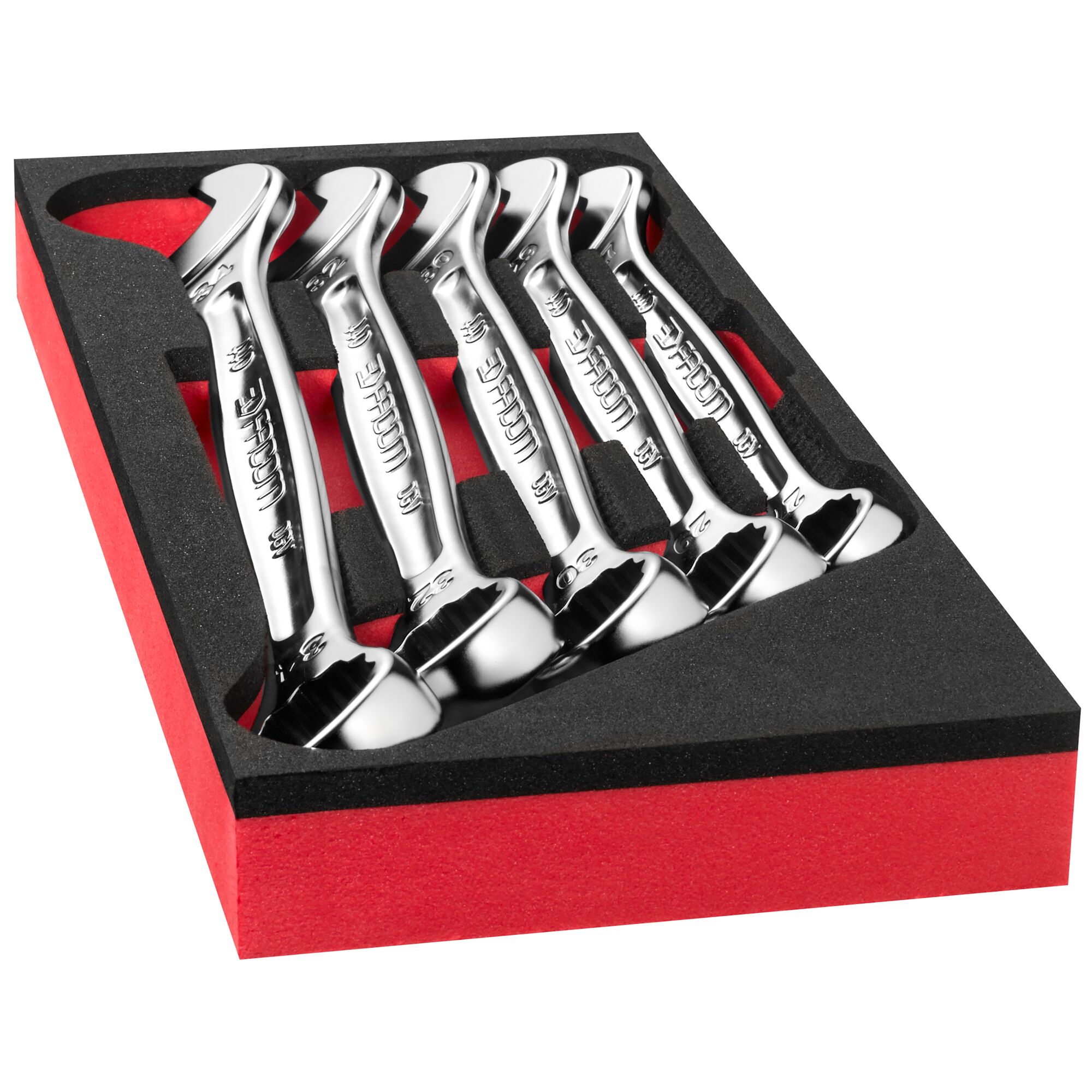 modm440-2pb Facom 5-Piece Combination Wrench, 27 - 29 - 30 - 32 - 34 mm