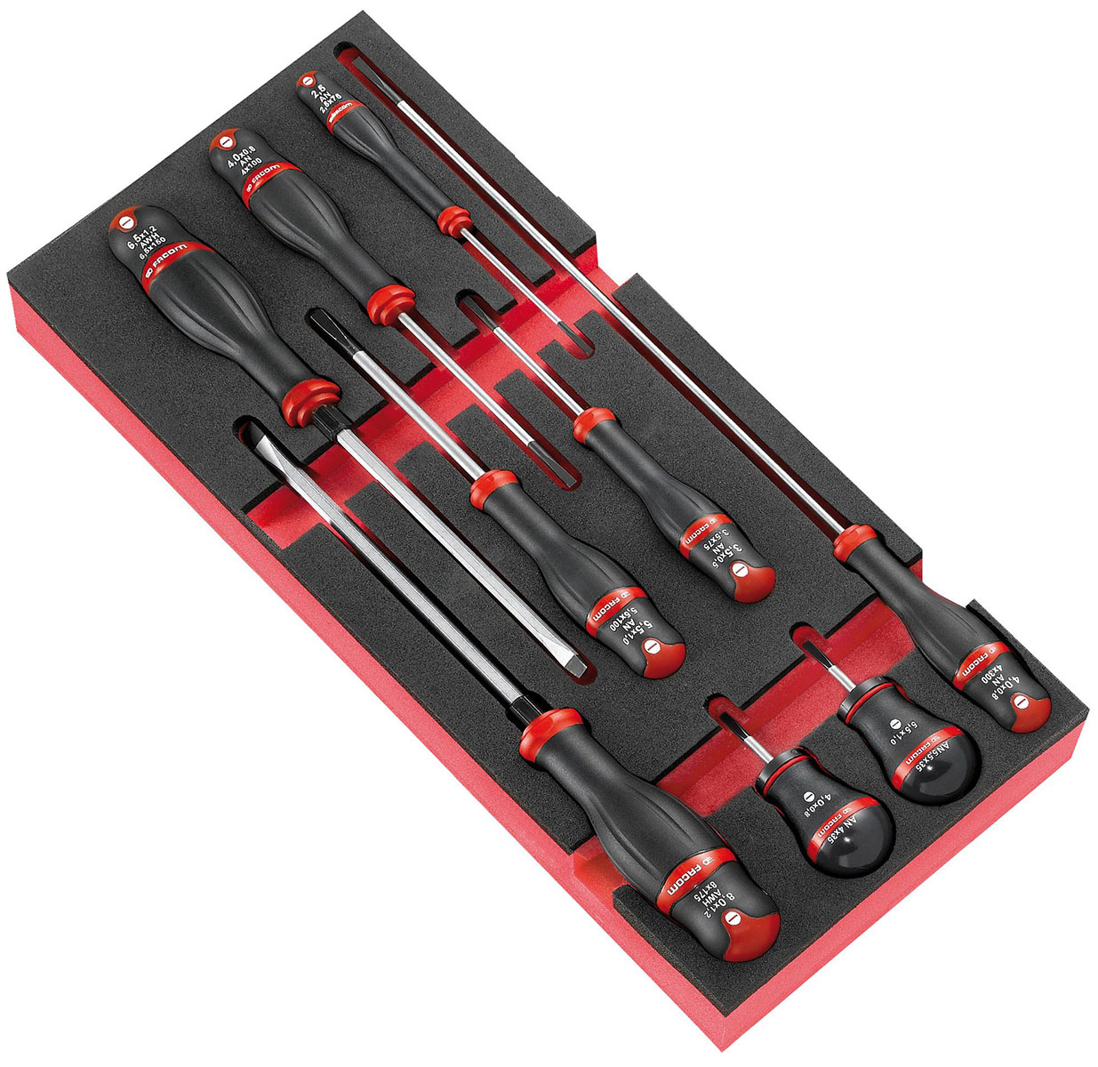 Facom Slotted Standard Screwdriver Set, 9-Piece