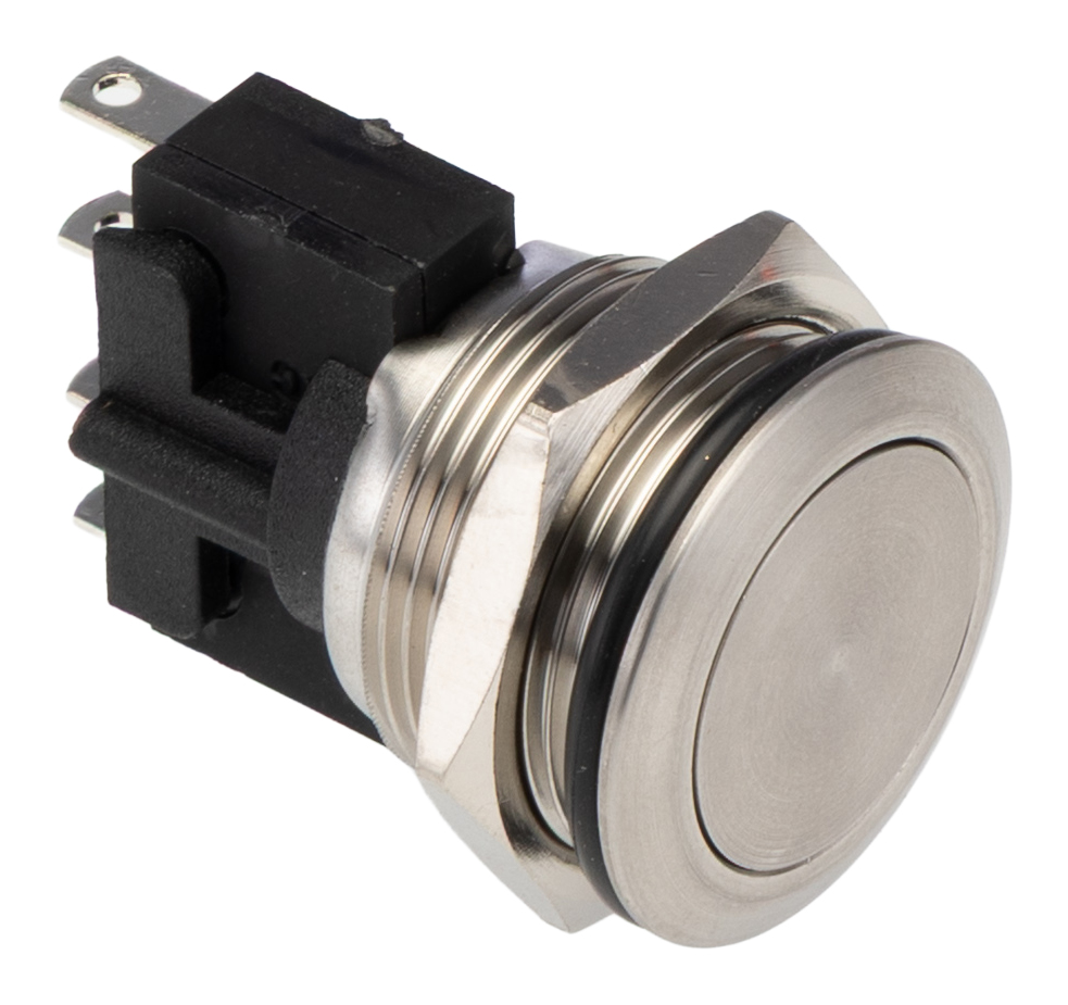 Bulgin MP0031 Series Push Button Switch, Momentary, Panel, 19.2 mm Cutout, SPST, IP66