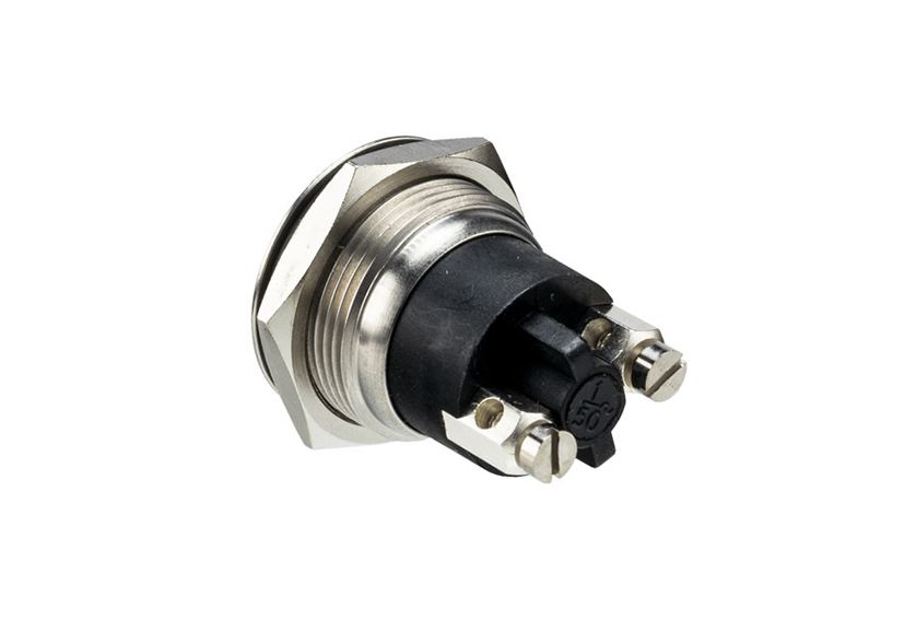 mp0037 Bulgin MP Series Push Button Switch, Momentary, Screw, 19.2 mm Cutout, SPST, IP68, 50 V dc 50 V ac