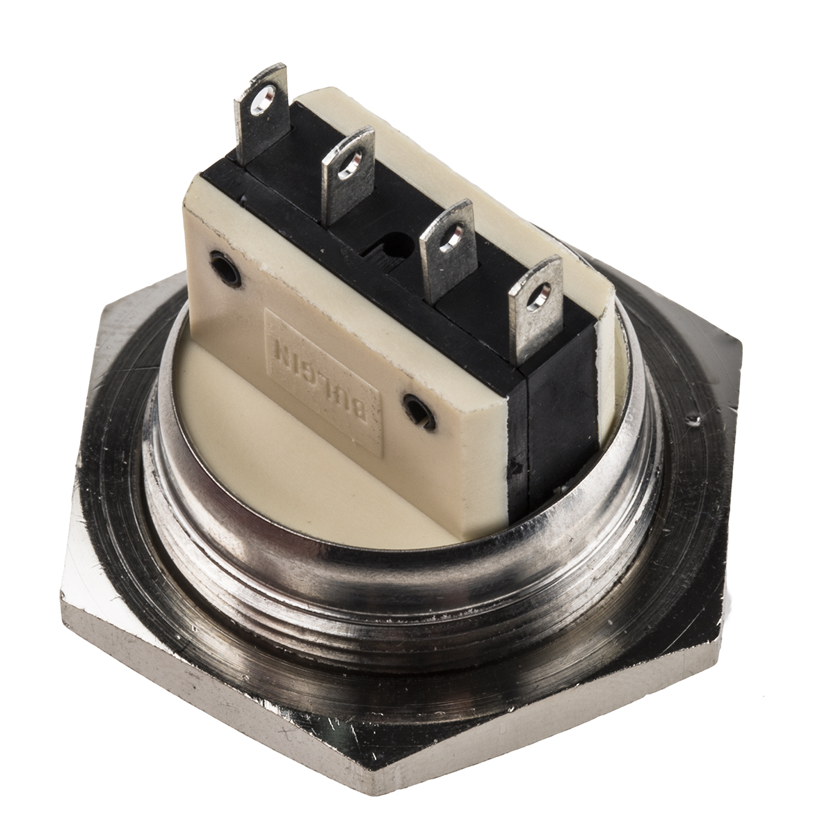 mp00383 Bulgin Push Button Switch, Momentary, Panel, 25.8 mm Cutout, SPST, IP66, 28 V dc 250 V ac