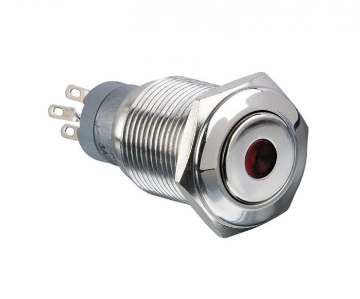 mp00451e1bl012s Arcolectric (Bulgin) Ltd MP0045/1E1 Series Illuminated Push Button Switch, Latching, Panel, 16.2 mm Cutout, DPDT, Blue