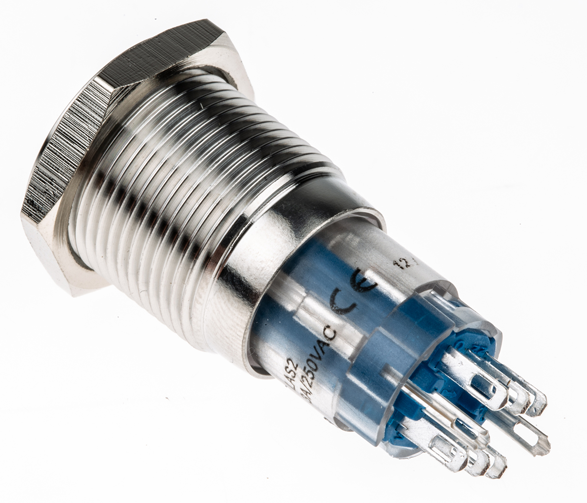 mp00451e2rd012 Bulgin MP0045 Series Illuminated Push Button Switch, Latching, Panel, 16.2 mm Cutout, DPDT, Red LED 250 V ac