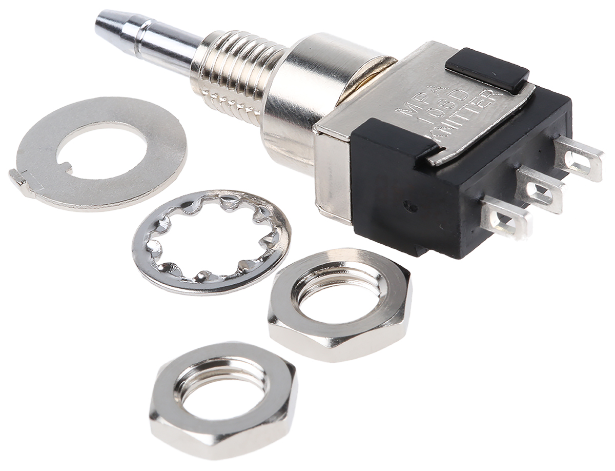 mpa-106-d KNITTER-SWITCH MPA Series Miniature Push Button Switch, Latching, Panel, 6.2 mm Cutout, SPDT, IP67 250 V ac