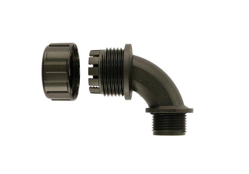 Flexicon Black, Conduit Fitting, 25 mm Nominal Size, M25, Nylon, Black IP68, IP65, IP67 rating
