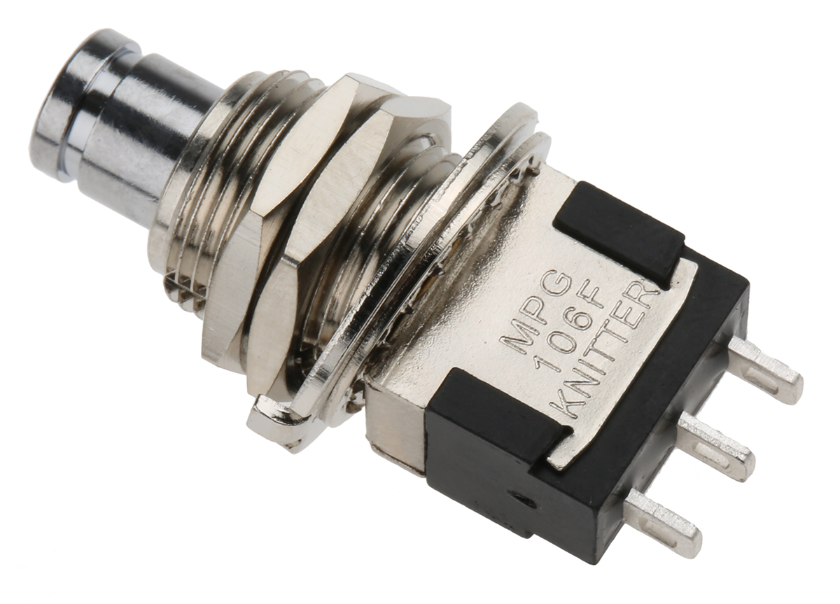 KNITTER-SWITCH MPG Series Push Button Switch, Momentary, Panel, 12.5 mm Cutout, SPDT, White LED, IP67 250 V ac