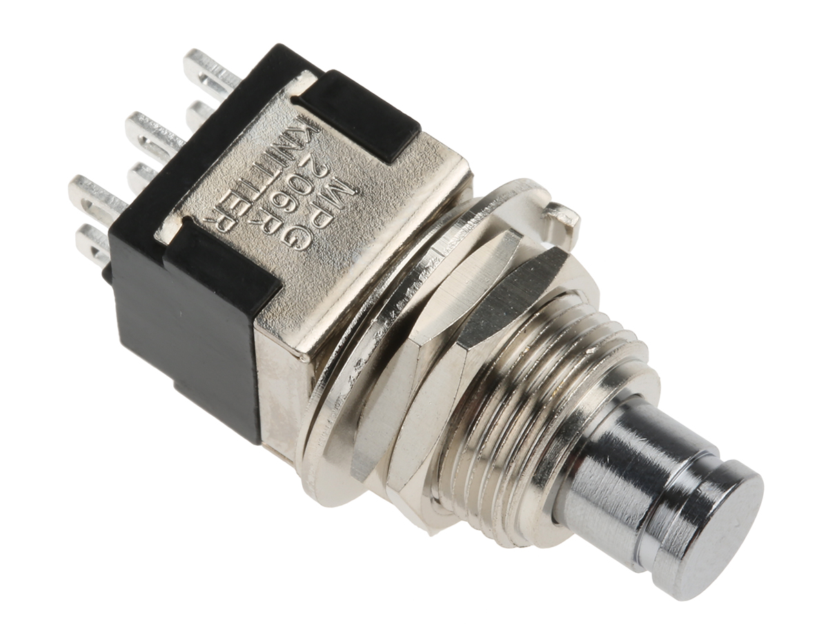 mpg-206-r KNITTER-SWITCH MPG Series Push Button Switch, Momentary, Panel, 12.5 mm Cutout, DPDT, IP67 250 V ac