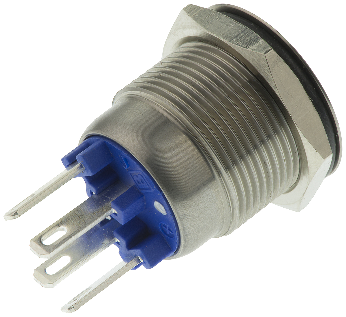 mpi00228bl Bulgin MPI002 Series Illuminated Push Button Switch, Momentary, Panel, 19.2 mm Cutout, SPST, Blue LED, IP66, 24 V dc