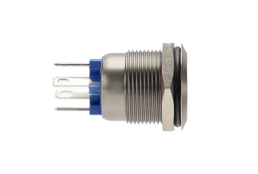 mpi00228bl Bulgin MPI002 Series Illuminated Push Button Switch, Momentary, Panel, 19.2 mm Cutout, SPST, Blue LED, IP66, 24 V dc