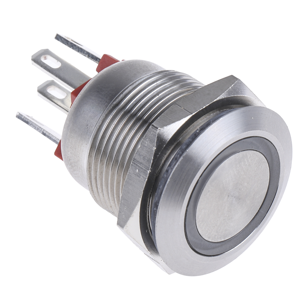 Bulgin MPI002 Series Illuminated Push Button Switch, Momentary, Panel, 19.2 mm Cutout, SPST, Red LED, IP66, 24 V dc