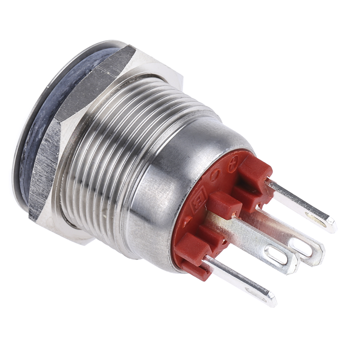 mpi00228rd Bulgin MPI002 Series Illuminated Push Button Switch, Momentary, Panel, 19.2 mm Cutout, SPST, Red LED, IP66, 24 V dc