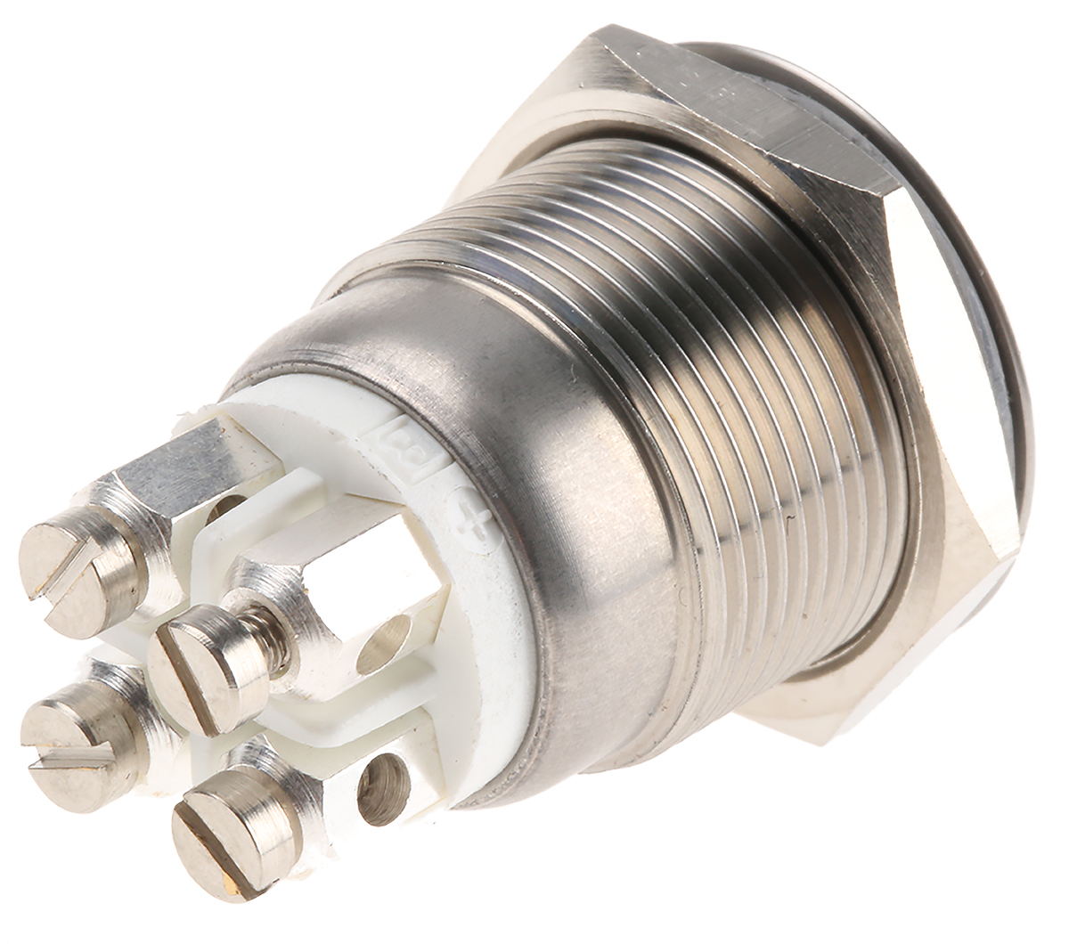 mpi002termwh Bulgin MPI002 Series Illuminated Push Button Switch, Momentary, Panel, 19.2 mm Cutout, SPST, White LED, IP66, 24 V dc