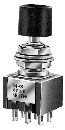KNITTER-SWITCH MPS Series Push Button Switch, Momentary, Panel, DPDT, Black LED, IP40, IP67, 30 V dc 125 V ac