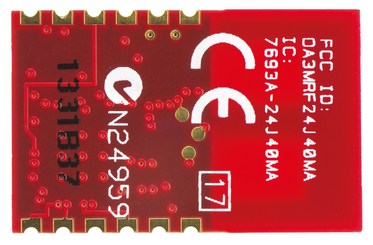 mrf24j40ma-irm Microchip MRF24J40MA-I/RM ZigBee Transceiver, 12-Pin Module