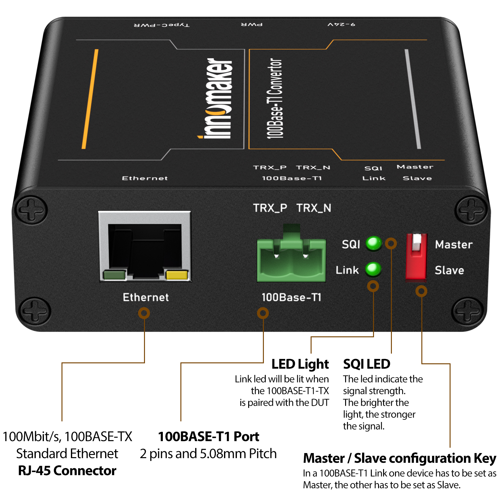 ms126 Innomaker RJ45 Ethernet Media Converter, 100Mbit/s