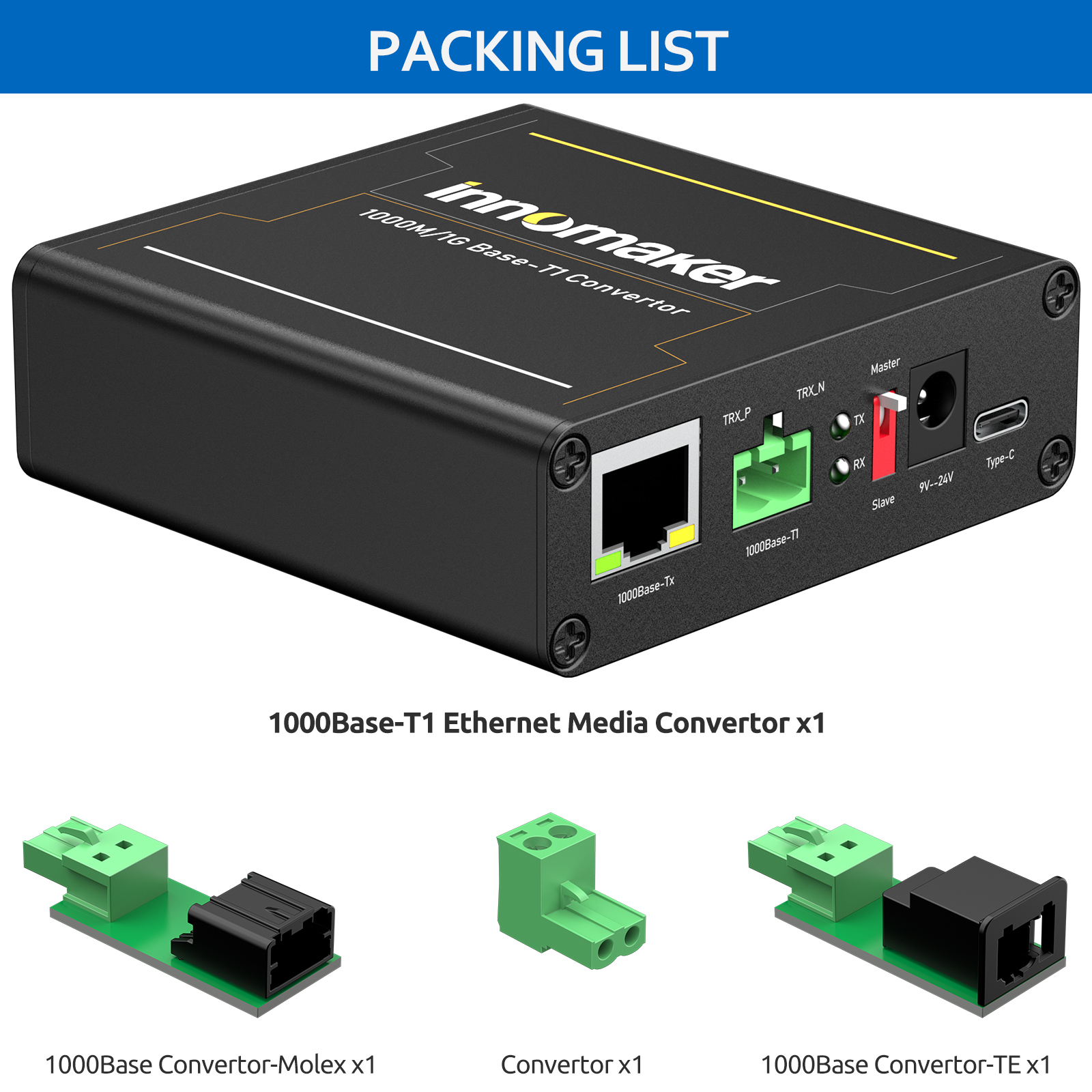 ms127 Innomaker RJ45 Ethernet Media Converter, 1000Mbit/s