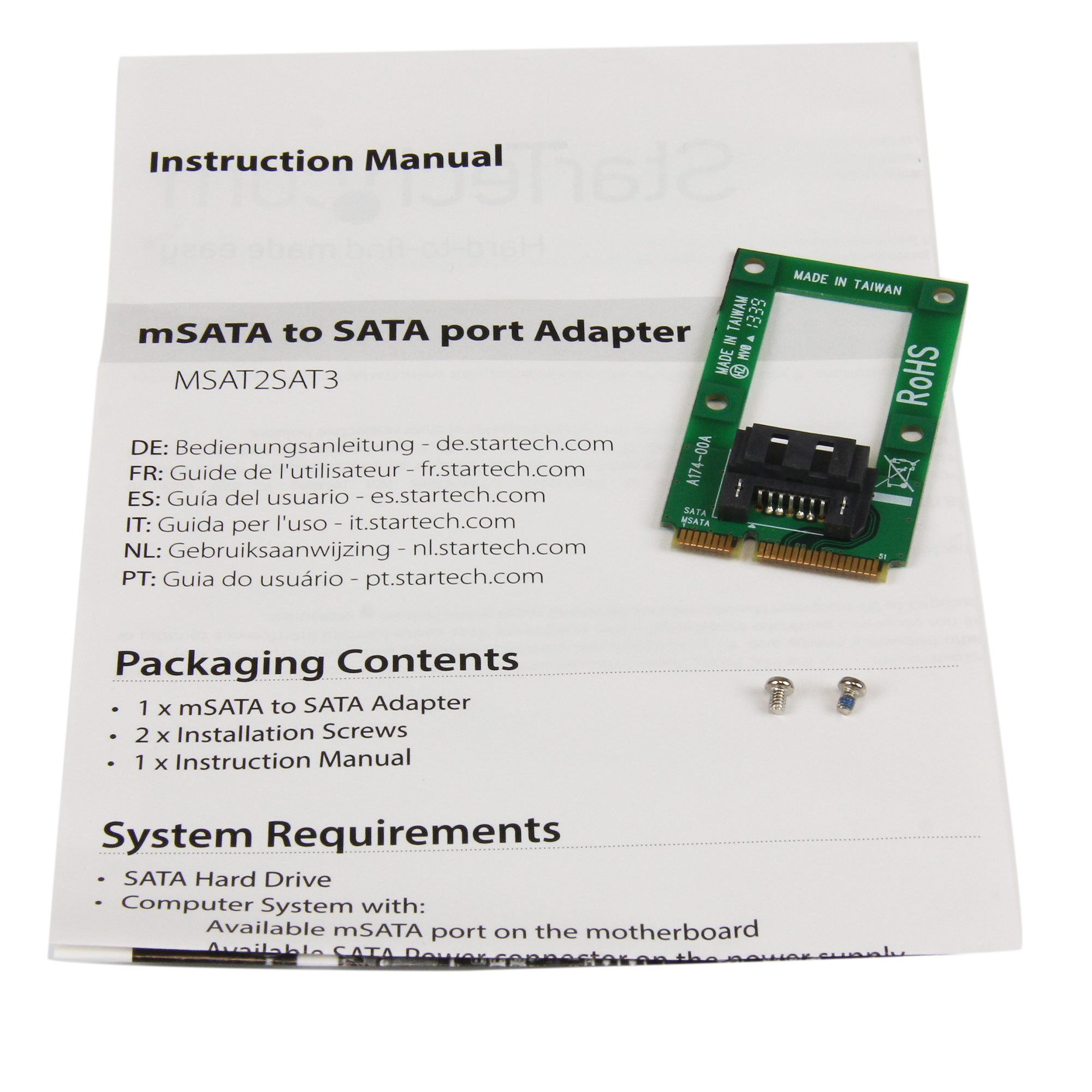 msat2sat3 StarTech.com 3.5 in Host Adapter 51 x 30 x 8 mm Micro SATA