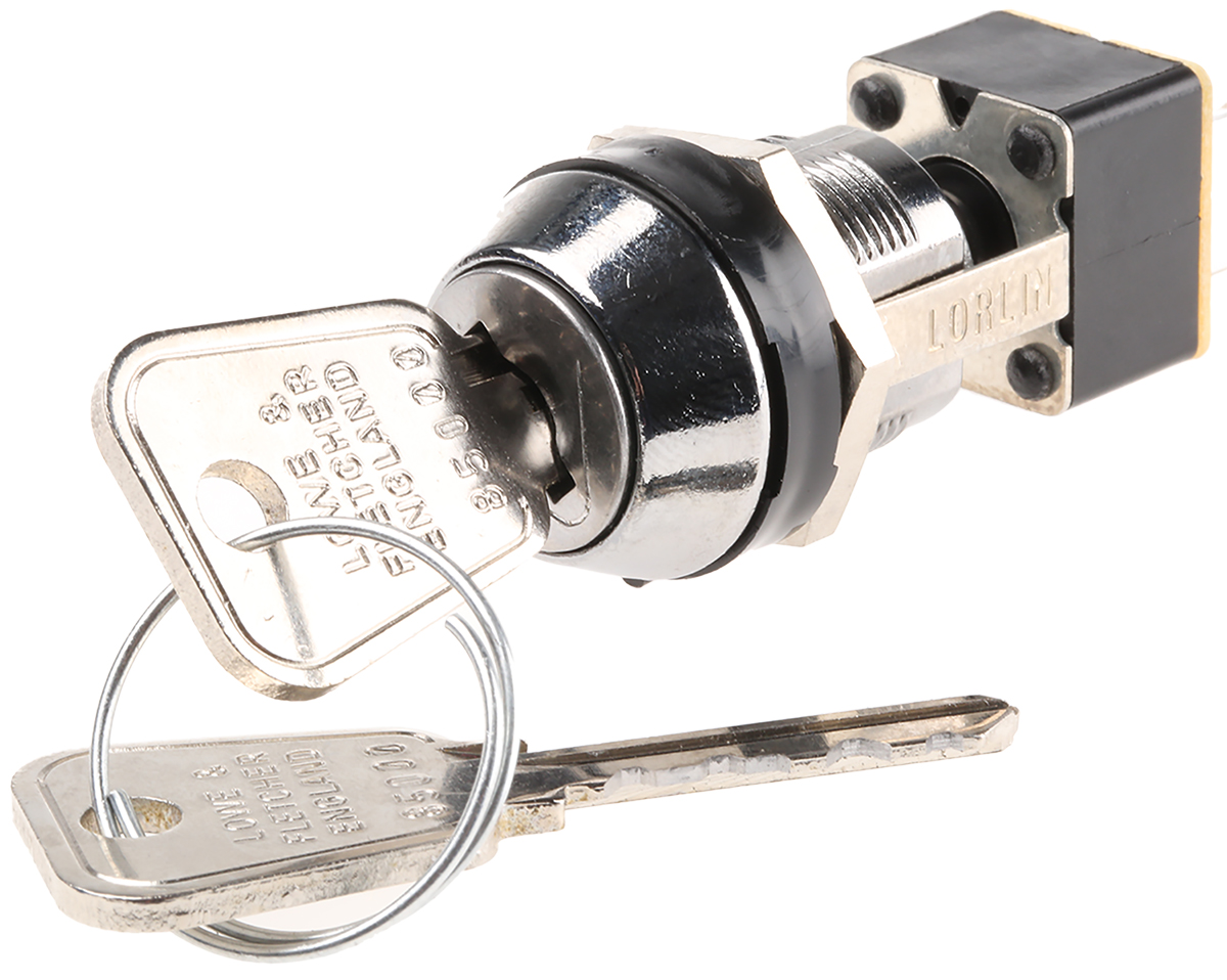 Lorlin Key Switch, DPDT, 4A 2-Way Flat-Key