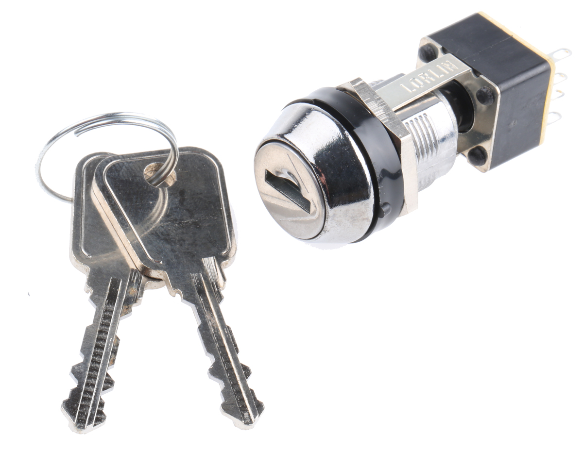 Lorlin Key Switch, DPDT, 4A 1-Way Flat-Key