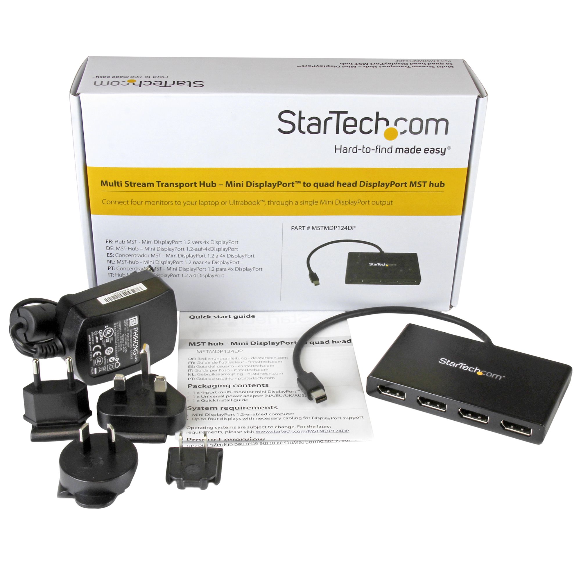 mstmdp124dp StarTech.com 4 Port 1 Input 4 Output DisplayPort Splitter 3840 x 2160 pixel