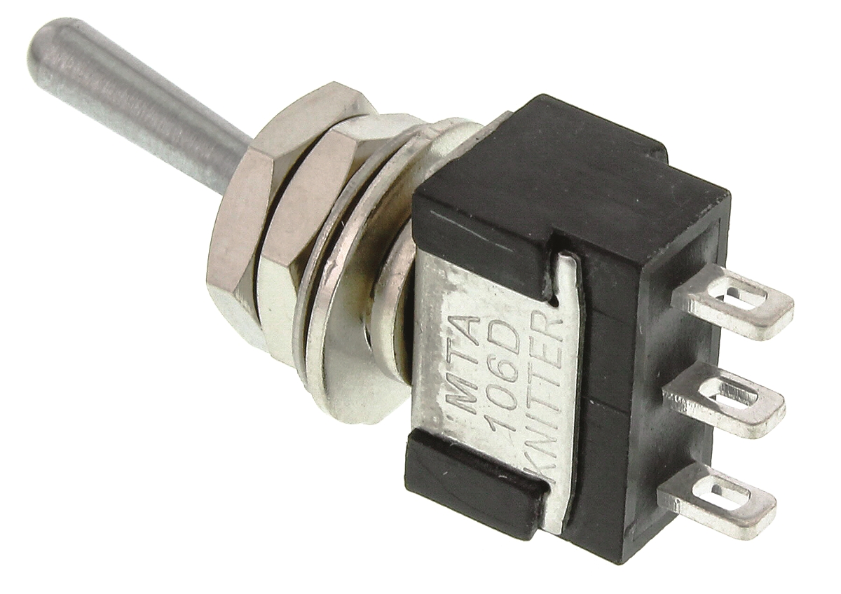 mta-106-d KNITTER-SWITCH Toggle Switch, Panel Mount, On-On, SPDT, Solder Terminal, 30 V dc, 250 V ac
