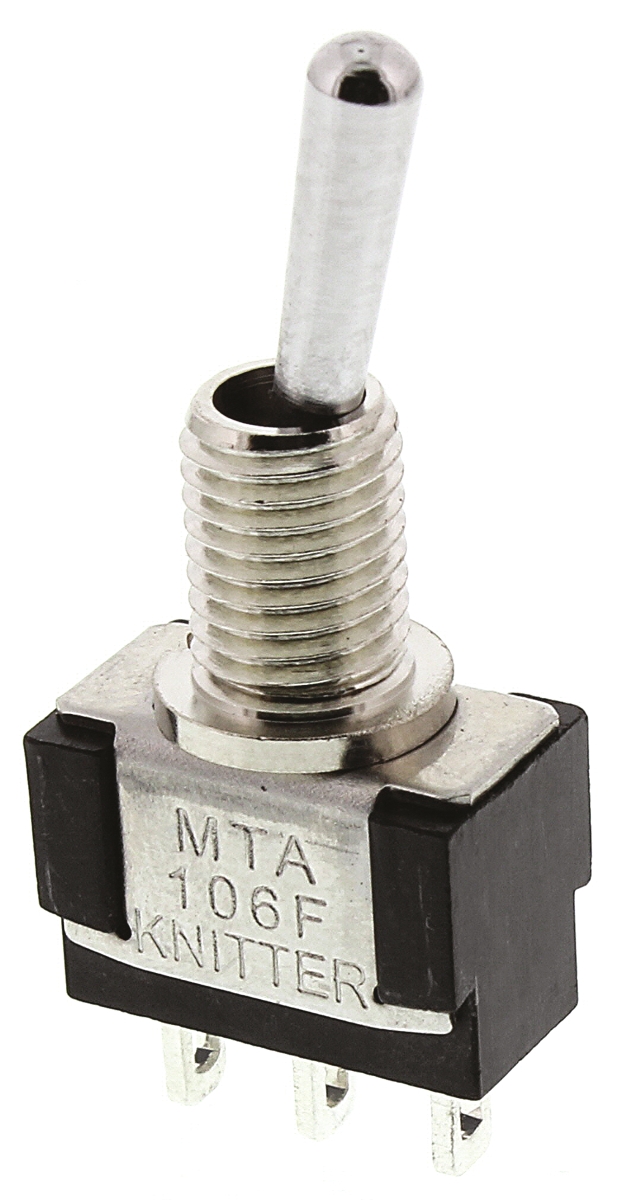 KNITTER-SWITCH Toggle Switch, Panel Mount, On-On, SPDT, Solder Terminal, 30 V dc, 250 V ac