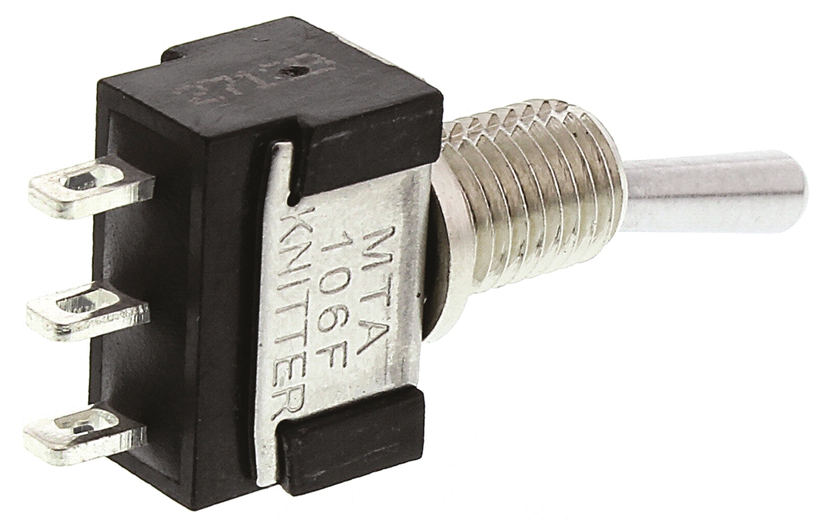 mta-106-f KNITTER-SWITCH Toggle Switch, Panel Mount, On-On, SPDT, Solder Terminal, 30 V dc, 250 V ac