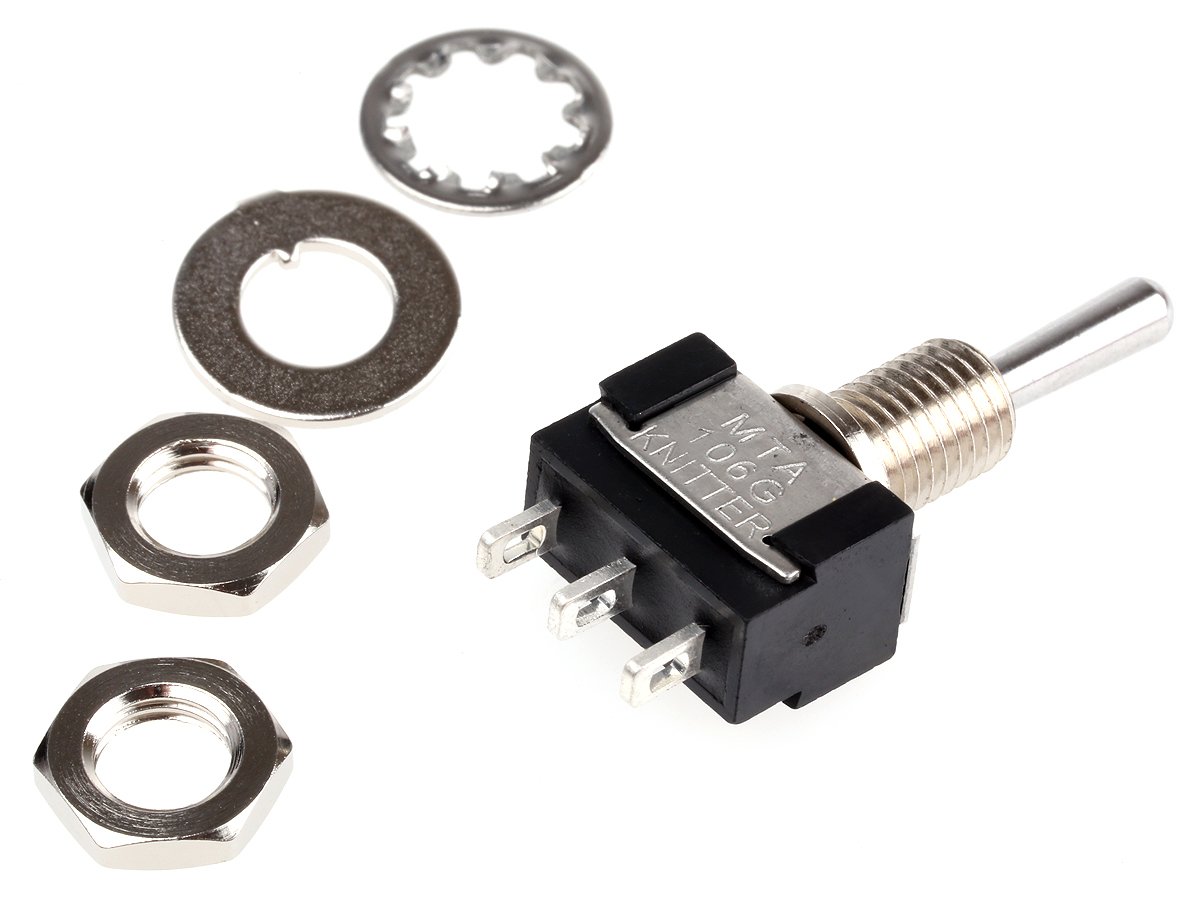 KNITTER-SWITCH Toggle Switch, Panel Mount, On-Off-On, SPDT, Solder Terminal, 250 V ac