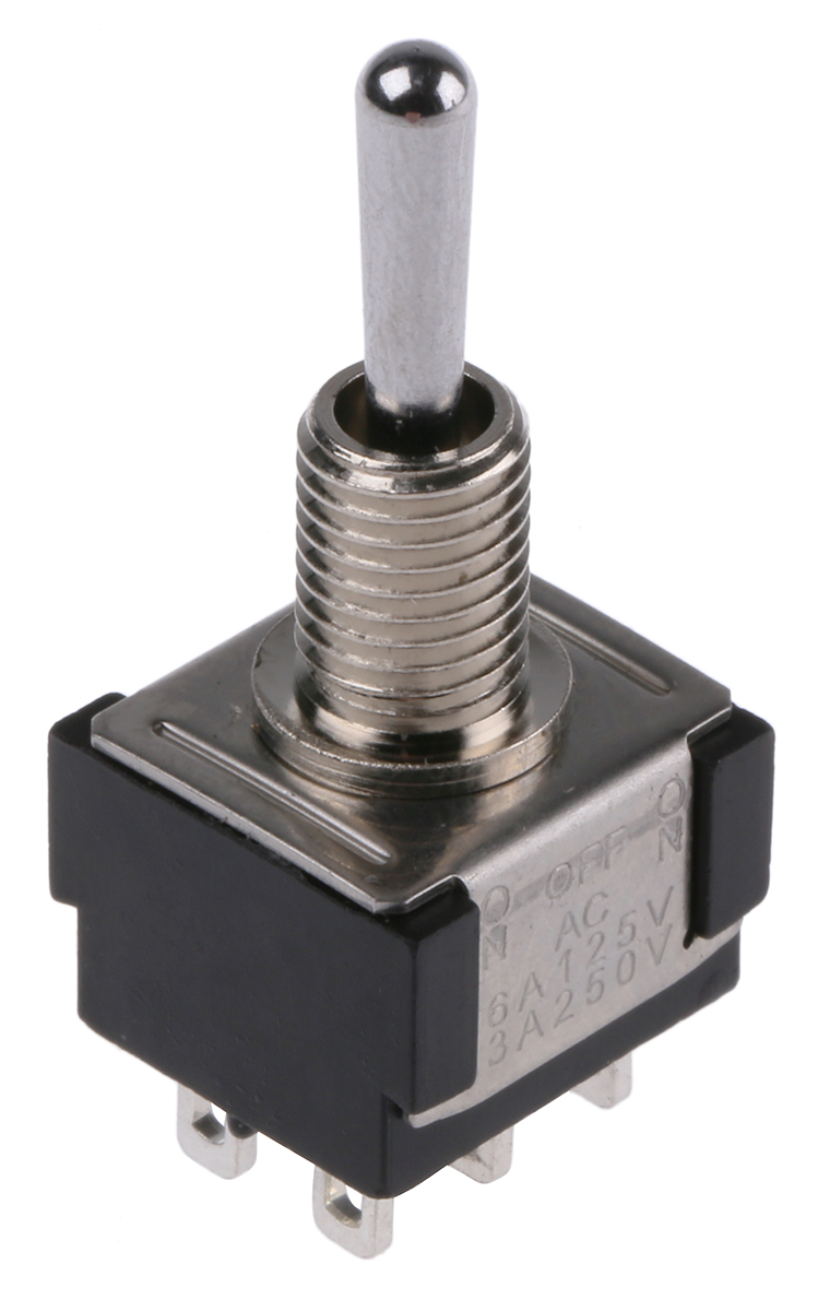 KNITTER-SWITCH Toggle Switch, Panel Mount, On-Off-On, DPDT, Solder Terminal, 30 V dc, 250 V ac