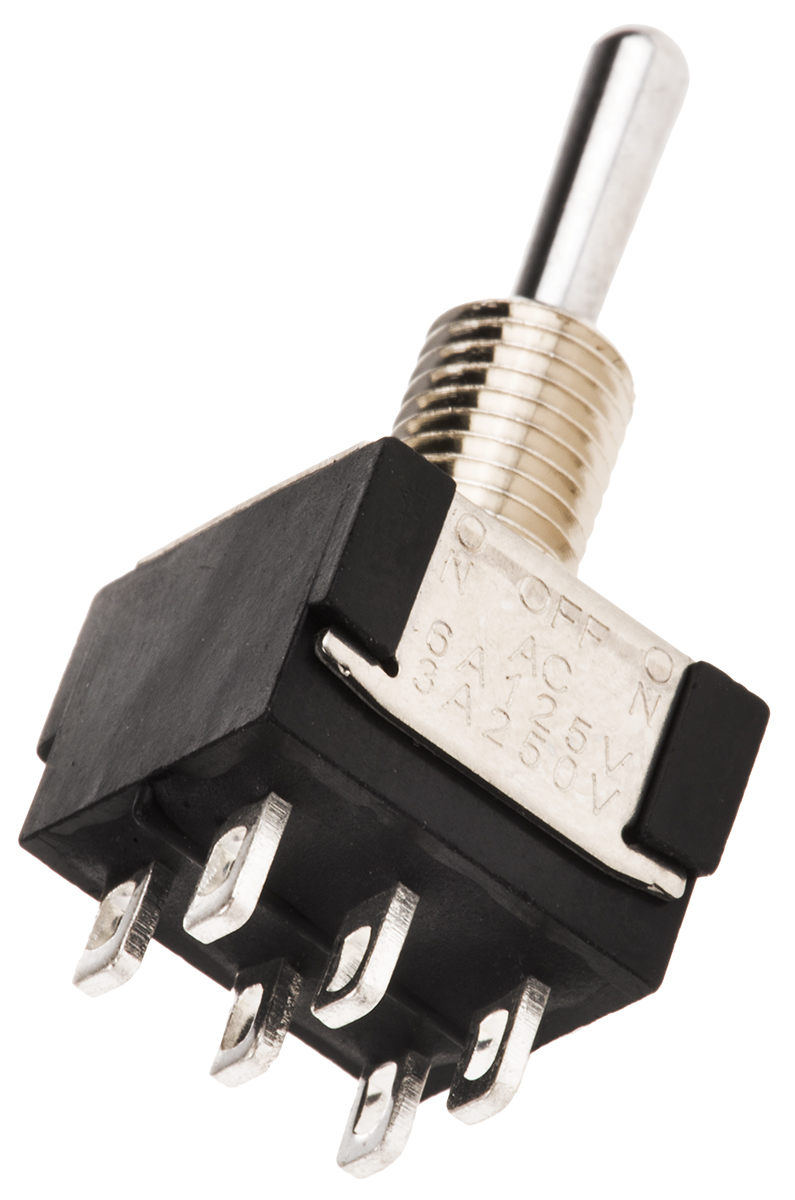 KNITTER-SWITCH Toggle Switch, Panel Mount, On-Off-On, DPDT, Solder Terminal, 30 V dc, 250 V ac