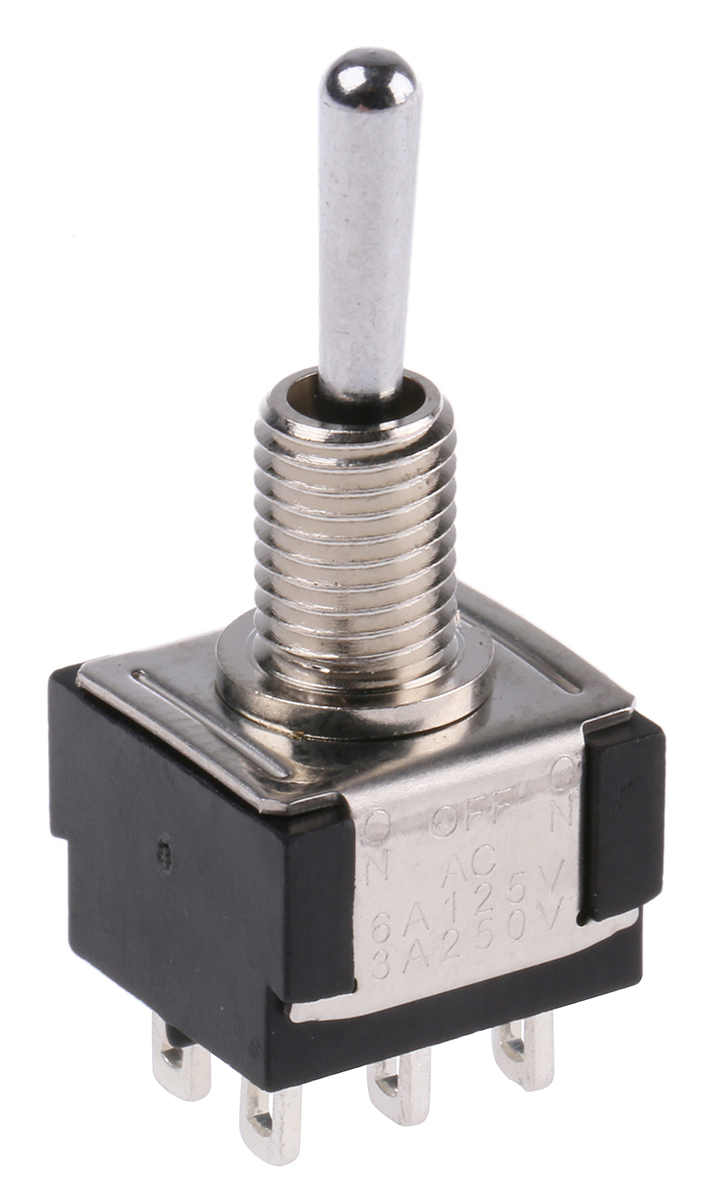 KNITTER-SWITCH Toggle Switch, Panel Mount, On-Off-On, DPDT, Solder Terminal, 30 V dc, 250 V ac