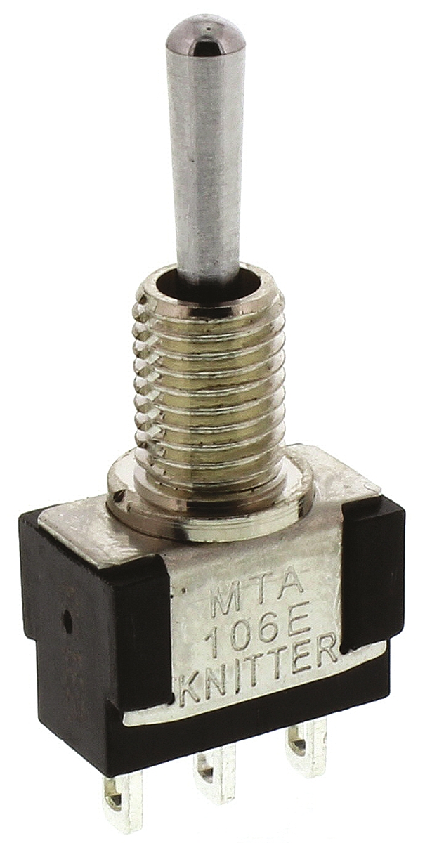mta106e KNITTER-SWITCH Toggle Switch, Panel Mount, On-Off-On, SPDT, Solder Terminal, 30 V dc, 250 V ac