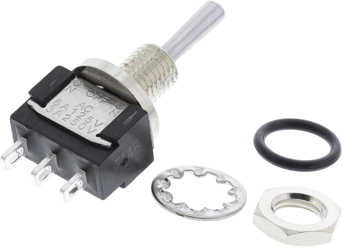 KNITTER-SWITCH Toggle Switch, Panel Mount, On-Off-On, SPDT, Solder Terminal, 250 V ac