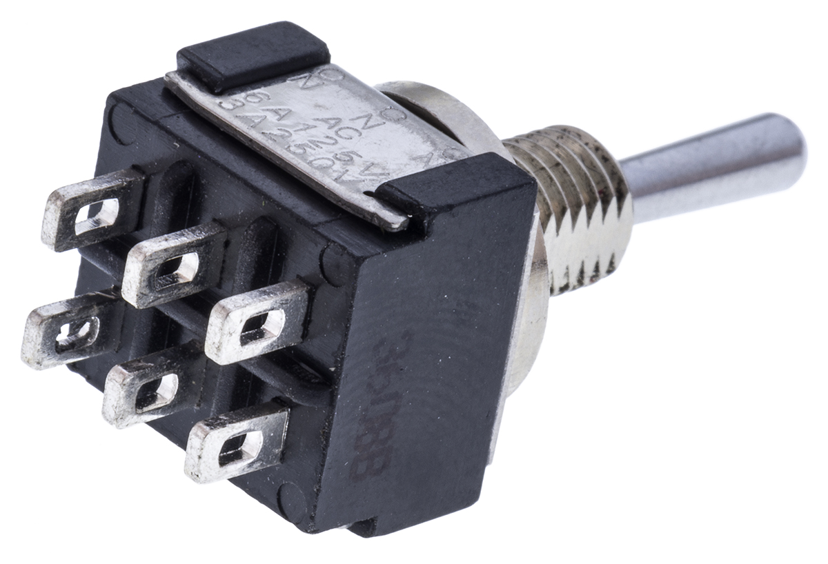 mte-206-pa KNITTER-SWITCH Toggle Switch, Panel Mount, On-On-On, DPDT, Solder Terminal, 250 V ac