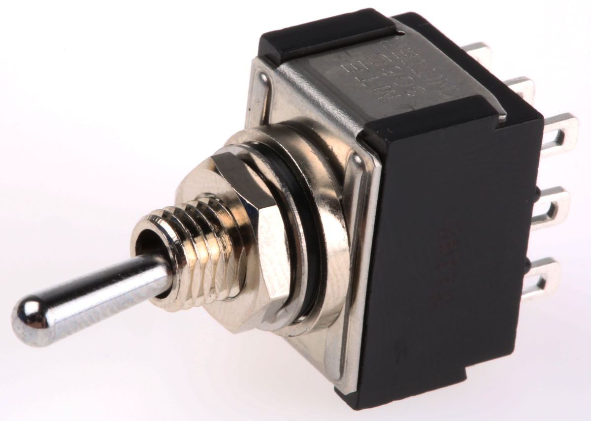 KNITTER-SWITCH Toggle Switch, Panel Mount, On-On, 3PDT, Solder Terminal, 30 V dc, 250 V ac