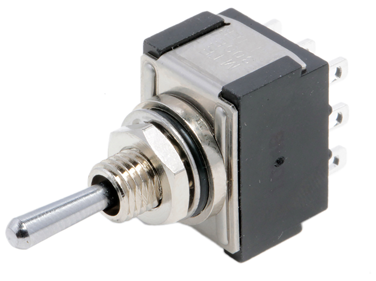 mte-306-e KNITTER-SWITCH Toggle Switch, Panel Mount, On-Off-On, 3PDT, Solder Terminal, 30 V dc, 250 V ac