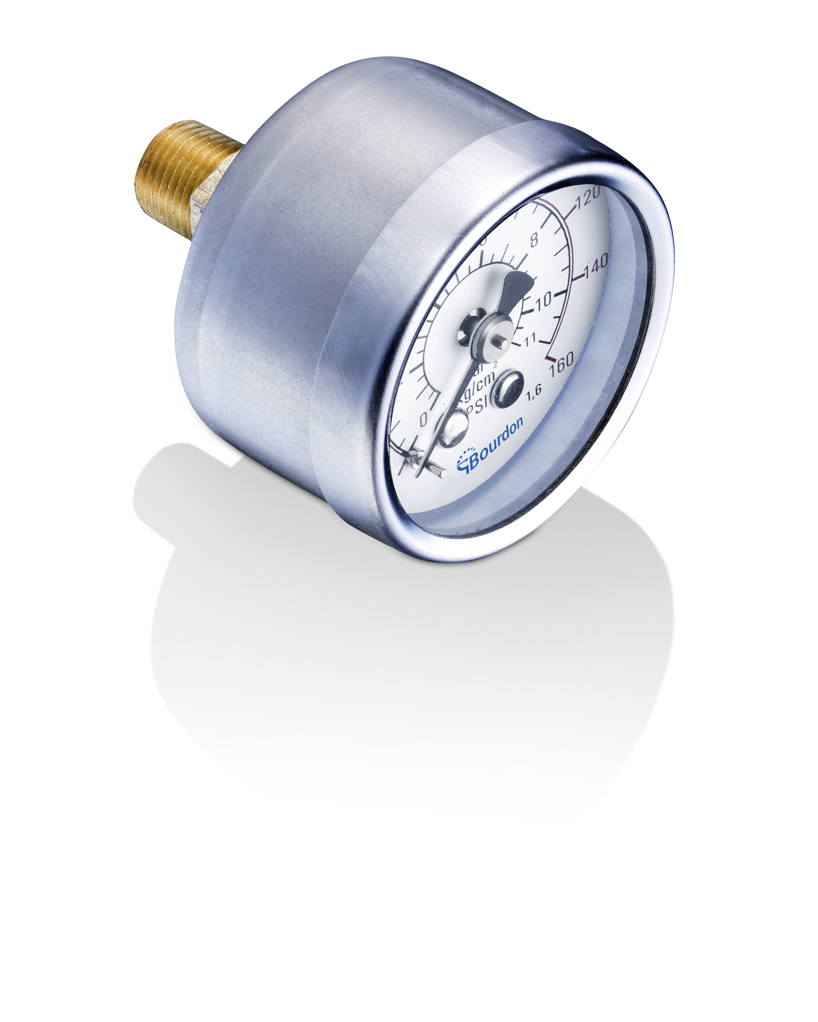 Bourdon 1/4 in NPT 1/4 in NPT Pressure Gauge, 40 mm, 2 bar