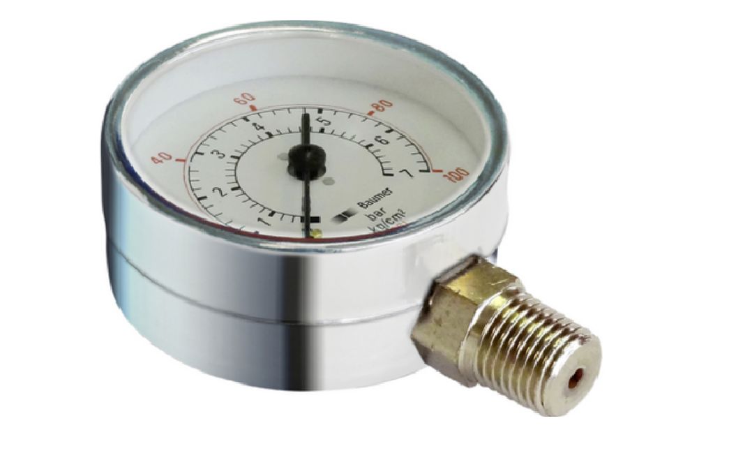 Bourdon 1/4 in NPT 1/4 in NPT Pressure Gauge, 50 mm, 7 bar
